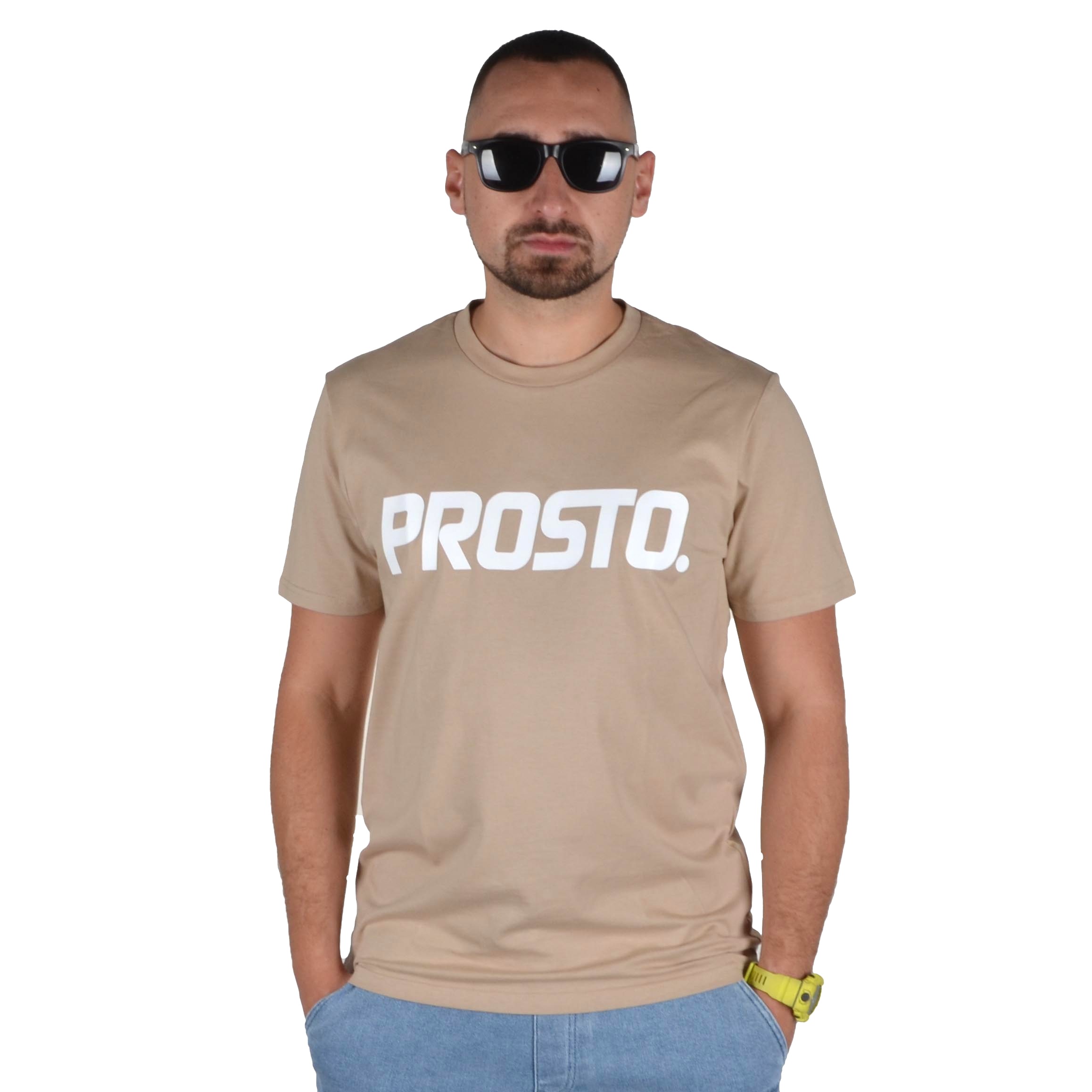 PROSTO. KLASYK KOSZULKA T-SHIRT BIGLOG BEŻOWA