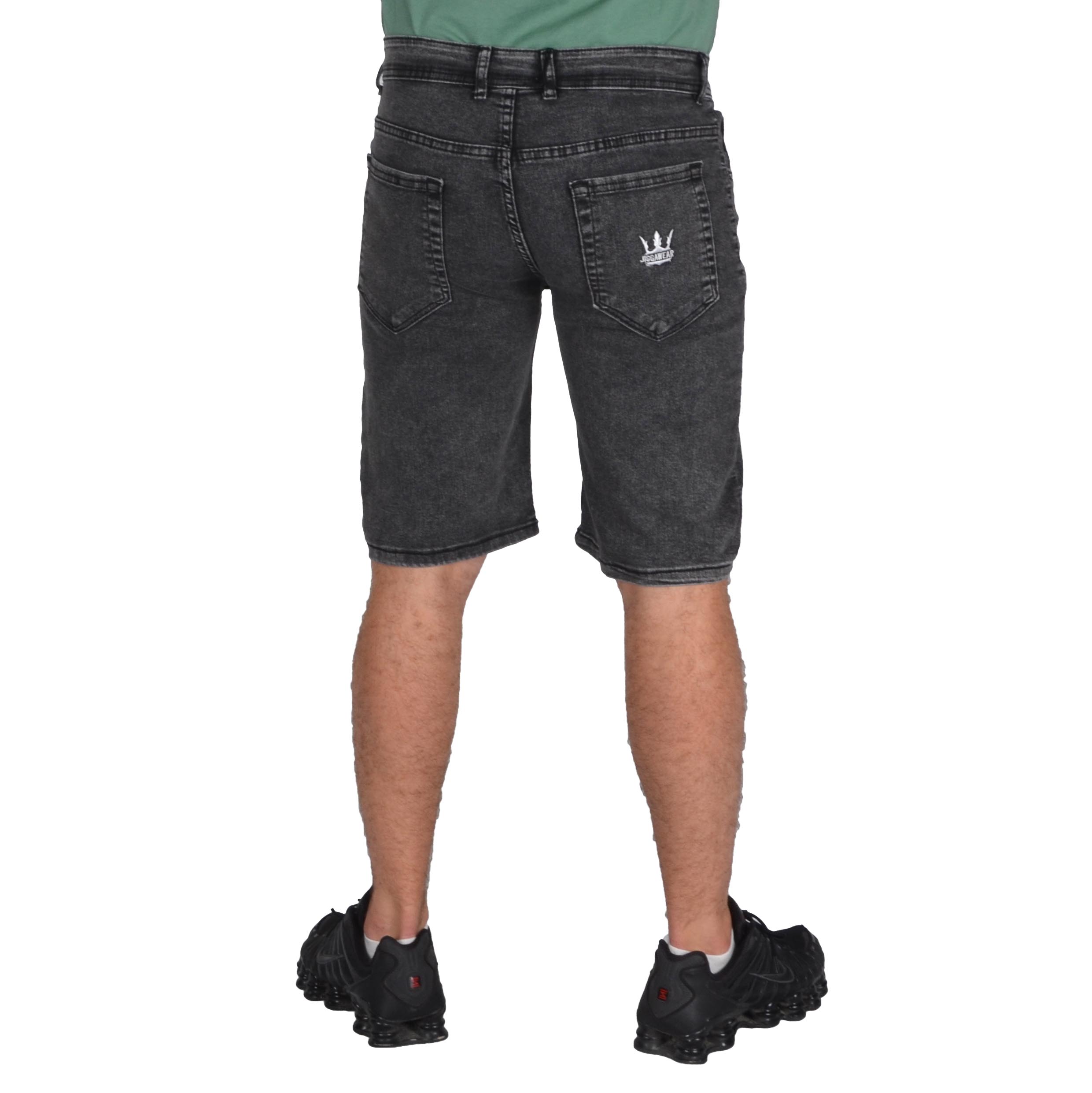 JIGGA WEAR SPODENKI KRÓTKIE JEANSOWE CROWN POCKET SPRANE CZARNE