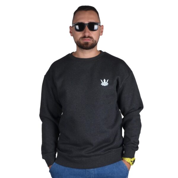 JIGGA WEAR BLUZA BEZ KAPTUR KLASYCZNA CLASSIC CROWN SZARA