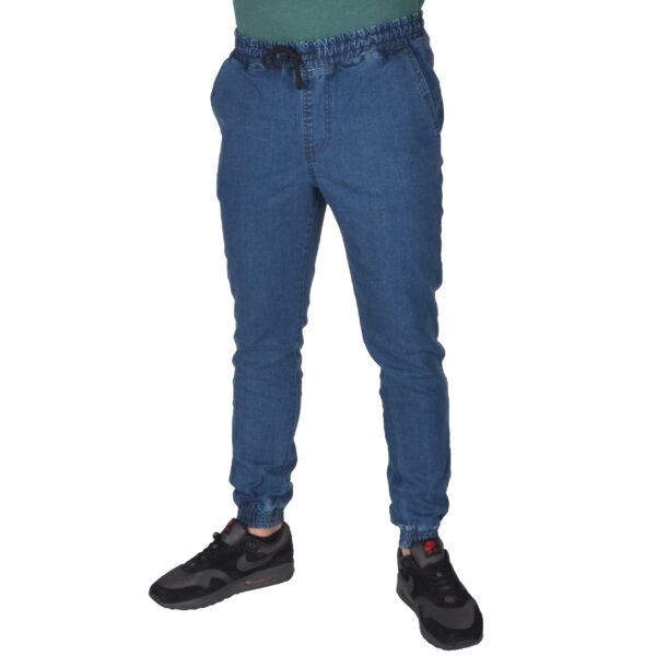 JIGGA WEAR SPODNIE JOGGER JEANS CROWN JASNE NIEBIESKIE