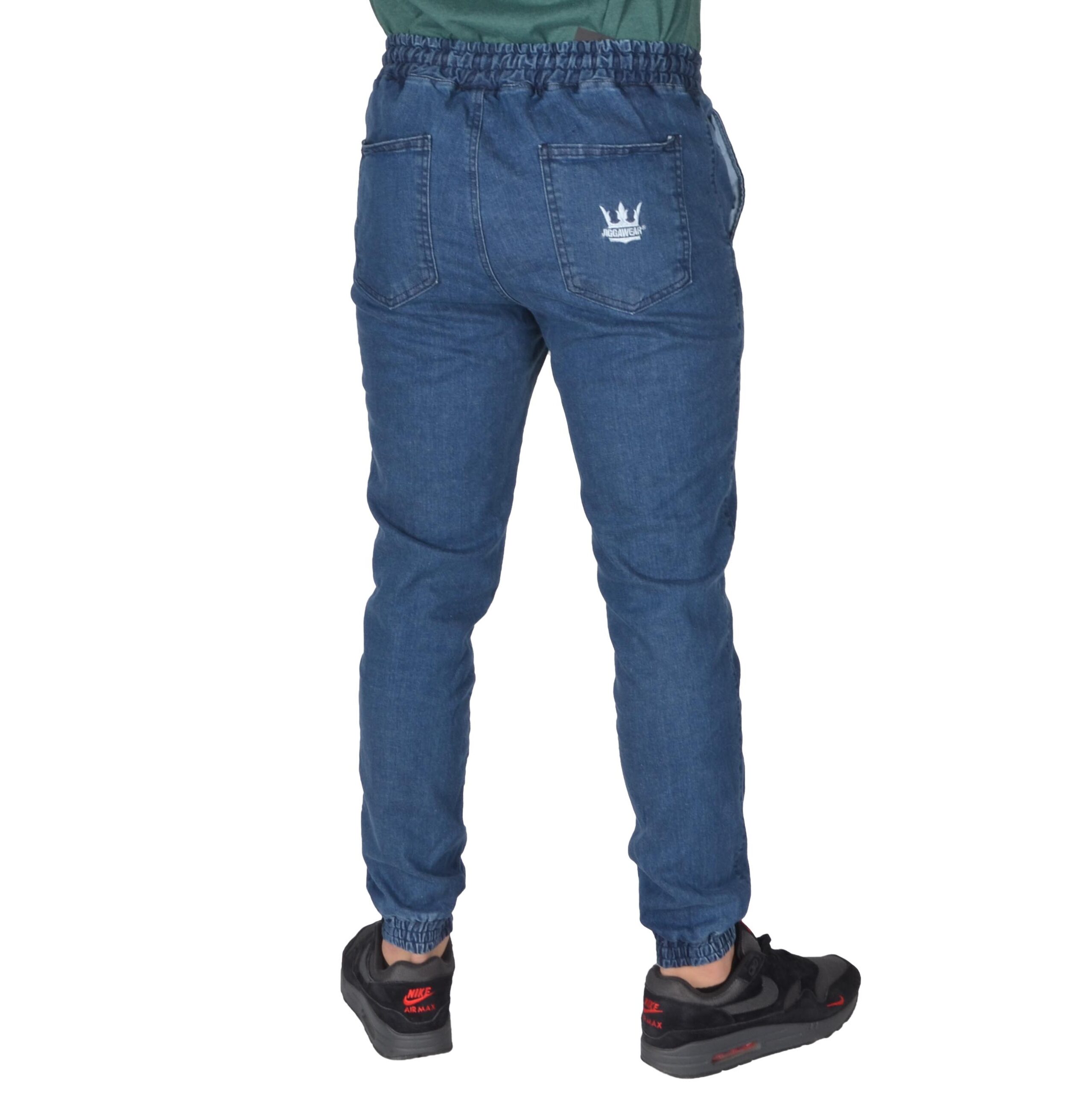 JIGGA WEAR SPODNIE JOGGER JEANS CROWN JASNE NIEBIESKIE