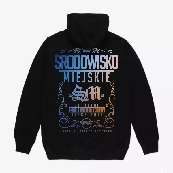 ŚRODOWISKO MIEJSKIE BLUZA Z KAPTUREM THEME 2.0 CZARNA NIEBIESKA