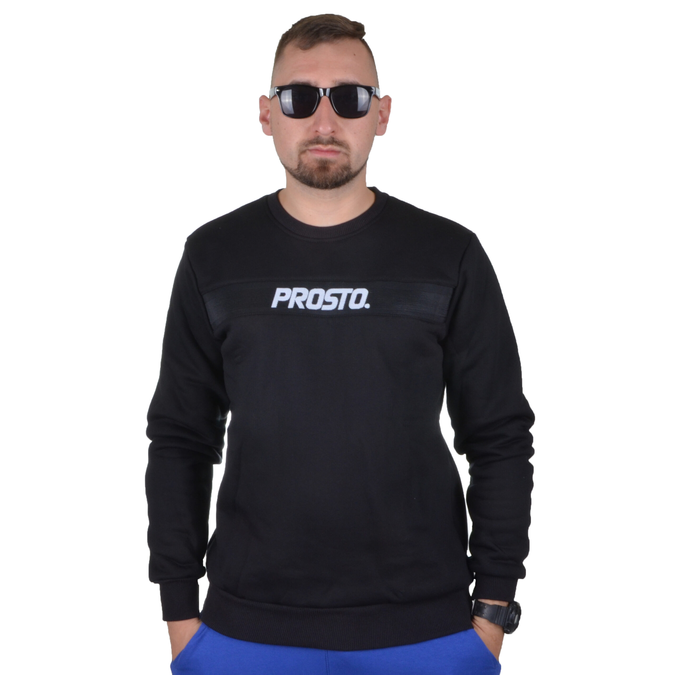 PROSTO. KLASYK BLUZA BEZ KAPTURA FLEX CZARNA | Klasykshop